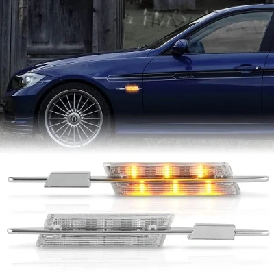 Image of OZ LAMPE 2X LED Side Indicator Turn Signal Light for BM W E90 E91 E92 E93 E60 E61 E82 E88, 3/5/1 Series Repeaters Marker (Clear Lens)