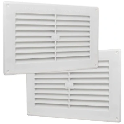 Image of 2X White Double Brick 9&quot;x 6&quot; Louvre Air Vent Covers Insect Mesh