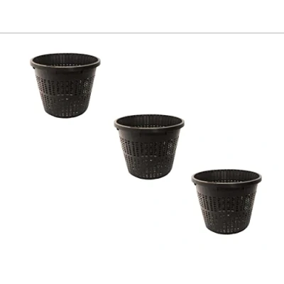 Image of Pondh2o 13cm (5 Inch) Round Water Garden Pond Aquatic Plastic Mesh Slotted Plant Basket Value 3 Pack, H2o Planting Aquaponics, Hydroponics Planter Pots