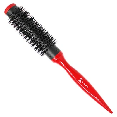 Image of Kobe Red Wood Ionic Heat Resistant Styling Brush For Blow Drying 24mm Barrel Dry Hair Brush, Curling Styling, Straightening &amp; Detangling