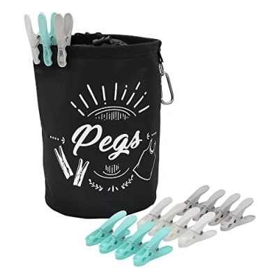 Image of JVL Large Peg Bag with 144 Extra Strong Pegs, Aqua (08 040 282)
