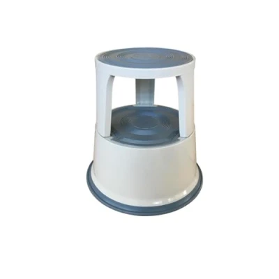 Image of Janrax Light Grey Metal Step Kick Stool Retail Warehouse Heavy Duty 150kg Capacity