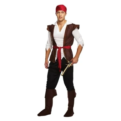 Image of Mens Caribbean Pirate Swashbuckler Fancy Dress Costume Outfit