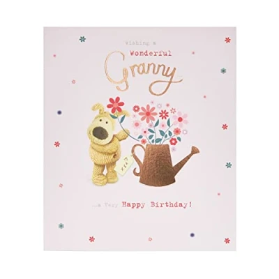 Image of Boofle Birthday Card For Granny With Envelope Cute Design Watering Flowers