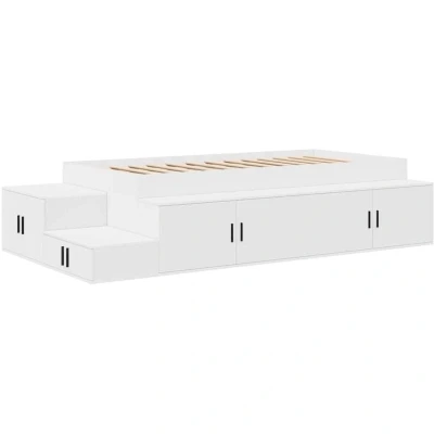 Image of vidaXL Storage Bed Frame White 90x200 cm