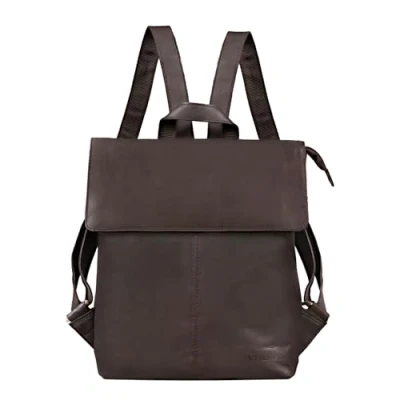 Image of STILORD &#039;Charlie&#039; Vintage Leather Backpack Brown Satchel for Women Men Unisex Daypack 13,3 Inch MacBook Laptop Rucksack in Genuine Leather, Colour:Flat Dark