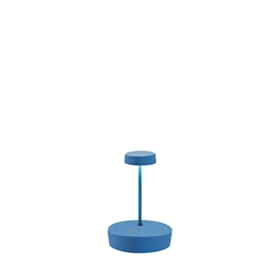 Image of Zafferano, Swap Mini Lamp, Rechargeable Cordless Table Lamp with Touch Controls, Suitable for Interior and Outdoor, Dimmer, 2700 K, Height 14.8 cm, Capri Blue Colour