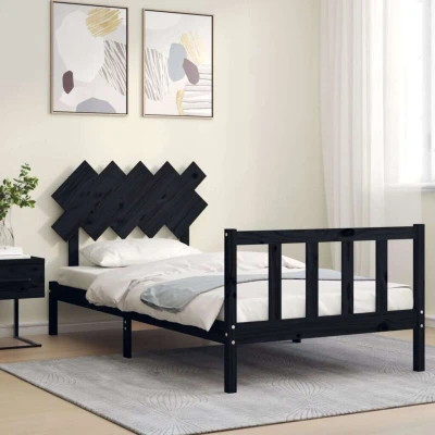 Image of vidaXL Bed Frame without Mattress Black 100x200 cm Solid Wood Pine