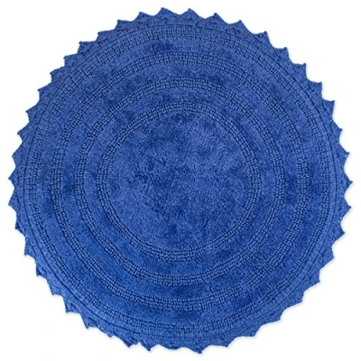 Image of DII Crochet Collection Reversible Bath Mat, Round, 27.5&quot; Diameter, Blueberry