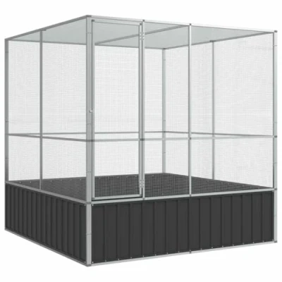 Image of vidaXL Aviary/Bird Cage for Small Pets 211x207x212 cm Galvanized Steel Mesh, Lockable Door, Indoor/Outdoor