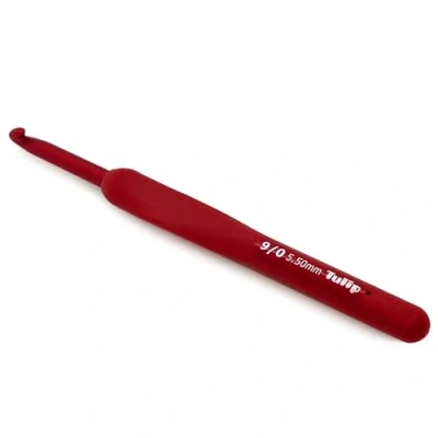Image of Frida&#039;s Wollhaus Tulip Etimo Red Crochet Hook with Comfort Grip Smooth Tip Easy 15 Sizes (5.5mm)