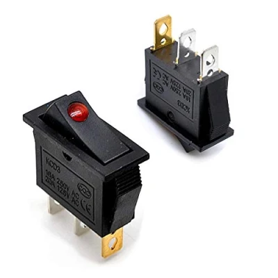 Image of Oiyagai 10pcs KCD3 101N AC 250V 16A 125V 20A Red Light ON/OFF Rocker Boat Switch