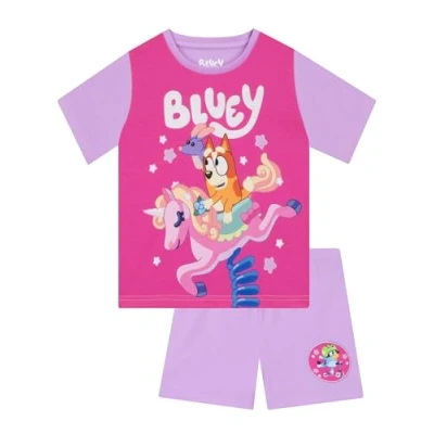 Image of Bluey Pyjamas, Bingo Short Sleeve Girls Summer Pjs For Girls, Purple 2 3 Years