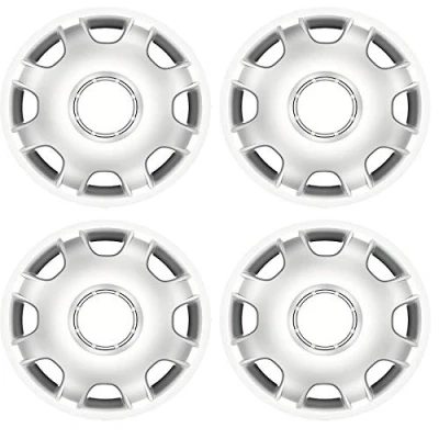 Image of UKB4C 4 x 16 Alloy Look Black &amp; Silver Extra Deep Dish Commercial Wheel Trims Hub Caps for Vans, Motorhomes…