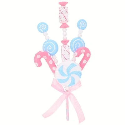Image of Christmas Concepts® 40cm (16&quot;) Candy Theme Glittery Sweets Tree Pick DIY Garland/Wreath/Flower Arrangements Decoration (Pink &amp; Blue)