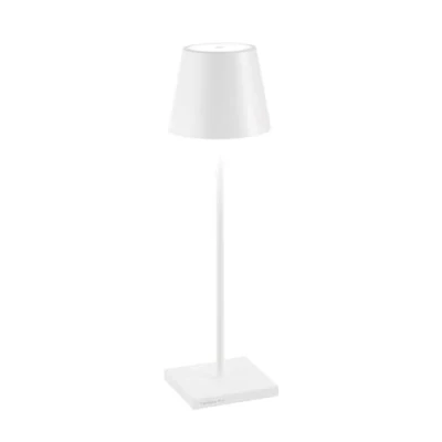 Image of Zafferano, Poldina Pro Lamp, Rechargeable Cordless Table Lamp with Touch Controls, Suitable for Interior and Outdoor, Dimmer, 2200 3000 K, Height 38 cm, White Colour