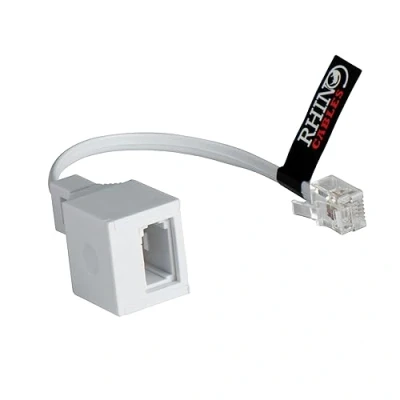 Image of rhinocables RJ11 to BT Socket Adapter Phone Ethernet Universal Compatibility for Phones, Modems, Routers &amp; Printers. Durable Connector Seamless Calls Fast Internet (Pack of 1)