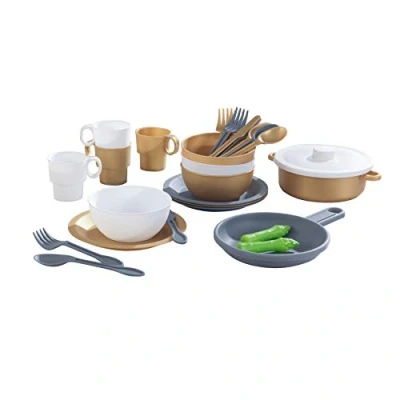 Image of KidKraft 27 Piece Metallic Cookware Playset, Play Kitchen Utensils Set for Kids, Accessory Kids&#039; Kitchen, Toy Accessories, Toys, 63532