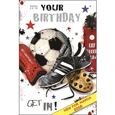 Image of Male Birthday Card (JJ GR209) Football From The Graffix Range Embossed &amp; Foil Finish