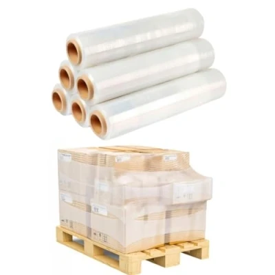 Image of 6 Rolls Clear Pallet Wrap Stretch Film Shrink Wrap, Strong &amp; Secure Packaging Plastic Cling Film, Moisture Water Proof, Ideal for Parcel Packing, Moving House Furniture, 20 Microns 400mm x 250m