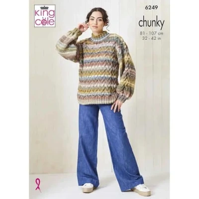 Image of King Cole Ladies Chunky Knitting Pattern Womens Sweater Cowl Hat &amp; Hand Warmers (6249)