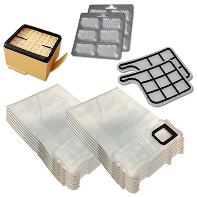 Image of MohMus SET 12 Microfiber Vacuum Cleaner Dust Bags + Air Fresheners 2x HEPA Filter Motor For Vorwerk Kobold VK 135, 136, VK135, VK136