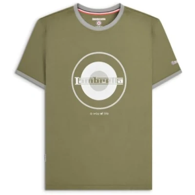 Image of Lambretta Mens Ringer T Shirt Khaki/Grey L