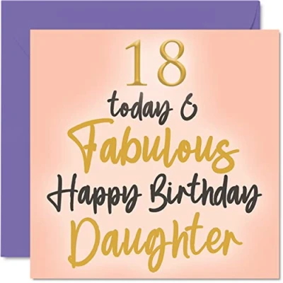 Image of Fabulous 18th Birthday Cards for Daughter 18 Today &amp; Happy Card from Mum Dad, Gifts, 145mm x Lovely Greeting Gift