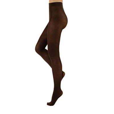 Image of CALZITALY Wool Tights, Pantyhose, Winter Thermal Tights Beige, Burgundy, Grey, Brown, Navy, Black, Green, Violet S, M, L, XL 100 DEN Made in Italy (L, Brown)