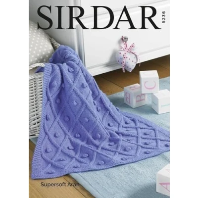 Image of Sirdar Supersoft Aran Knitting Pattern 5236 Blanket