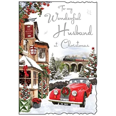 Image of Jonny Javelin Wonderful Husband Love At Christmas Time Card Red Car