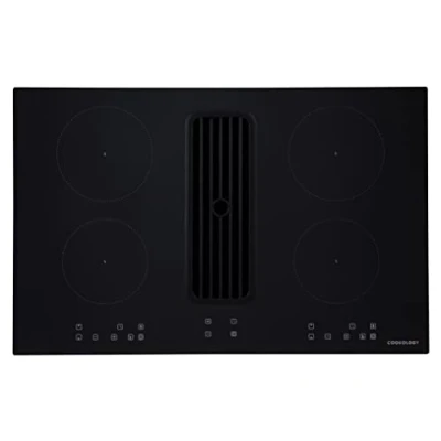 Image of Cookology CIHDD800 80cm Electric 4 Zone Induction Hob with Built in Downdraft Extractor Fan 3 Speeds, Max 504m3/hour and Touch Control Panel Black