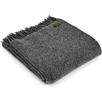 Image of Tweedmill Textiles Wafer KNEE RUG Throw Blanket 100% Pure New Wool BRITISH MADE SLATE GREY