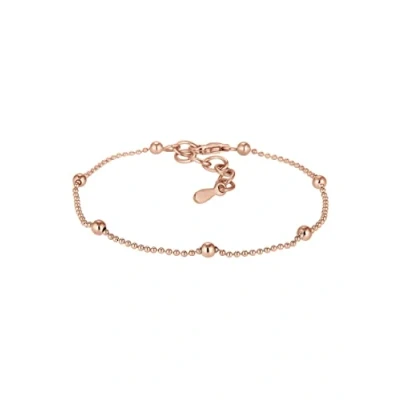 Image of Elli Women Genuine Jewellery Bracelet Basic Ball Geo 925 Sterling Silver Rose Gold Plated Length 16 cm