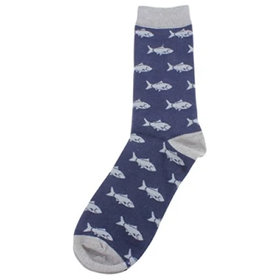 Image of David Van Hagen Mens Fish Socks Blue/Grey