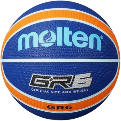 Image of Molten GR Basketball, Indoor/Outdoor, Premium Rubber, Size 6, Impact Colour Blue/Orange, Suitable For Boys age 14 &amp; Adult (BGR7 NOR)