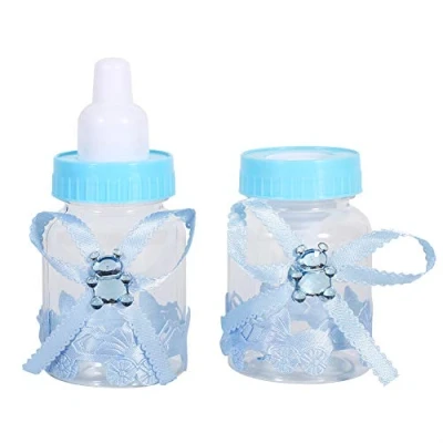 Image of 50pcs 3.5 Inch Mini Baby Bottle Shower Box Blue Pink Candy Gifts Decorations