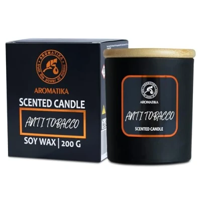Image of Scented Candle Anti Tobacco 200g Soy Wax with Peppermint Essential Oil Home Aromatherapy Air Freshener Gift Idea for Christmas Birthday