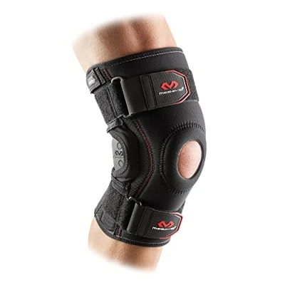 Image of Mc David Knee Support Brace with Polycentric Hinges Black Maximum Protection: High level support; improving medial and lateral stability, helping reduce injury assist recovery. Designed for Playing Sport.
