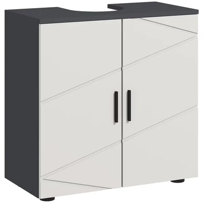 Image of kleankin Pedestal Sink Bathroom Cabinet, Vanity Unit with 20 x 20cm U Cut Out and Adjustable Shelf, Light Grey