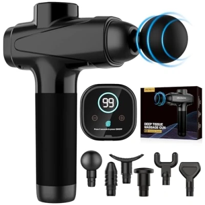 Image of Massage Gun Deep Tissue,WELTEAYO Muscle Gun,Quiet Professional Handheld 30 Speeds Massager,6 Heads with Type C Charging, Portable Fascial for Pain Relief