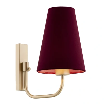 Image of Safiano Wall Lamp With Shade Burgundy, Gold