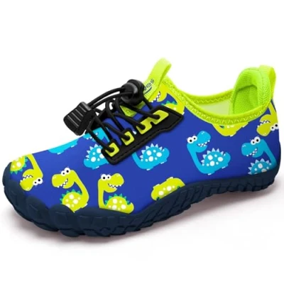 Image of Kids Water Shoes Boys Swim for Beach Sport Aqua Quick Dry Barefoot Non Slip Sea Pool Shoes（Dinosaurs Green 31EU）