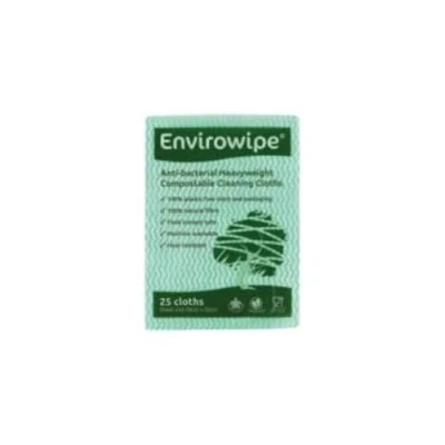 Image of Envirowipe Antibacterial Cleaning Cloths 500x360mm Green (Pack of 25) EWF25G