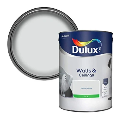 Image of Dulux Silk Emulsion Paint For Walls And Ceilings Cornflower White 5L