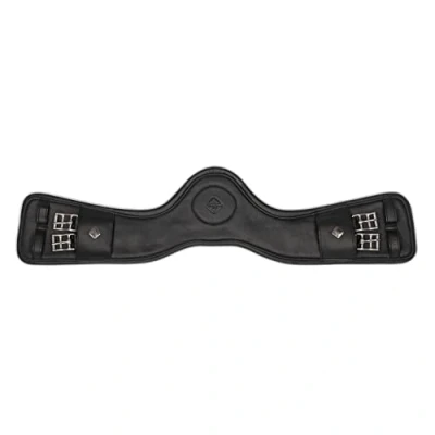 Image of LeMieux Gel Tek Anatomic Dressage Girth Black Contoured Shape Dynamic and Ultra Soft Leather 70cm/28&quot;