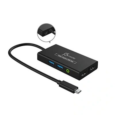 Image of j5create Video Capture Card with PD 60W pass through charging, built in multi function hub, work Quest 3, Suitable for Live Streaming, Gaming (JVA01)