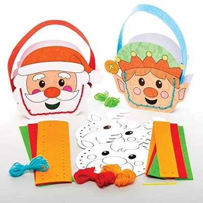 Image of Baker Ross AT222 Christmas Colour in Sewing Bag Kits, Festive Arts and Crafts (Pack of 4), Assorted
