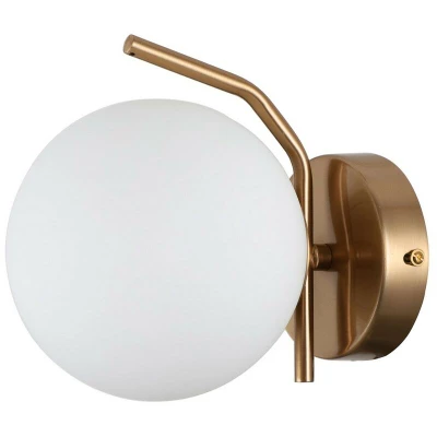 Image of Italux Lighting Modern Wall Lamp Honey Brass 1 Light with White Shade, G9