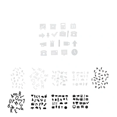 Image of Design Letters office icons for Message boards Unique 20 pcs. Photobooth props with graphic symbols decorating birthday and party White